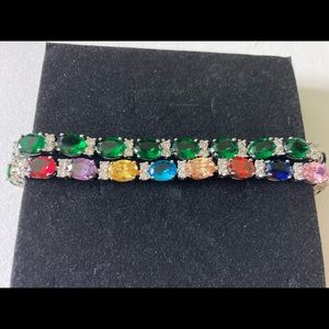 2 pieces of 18K gold plating cubic zirconia diamond bracelet